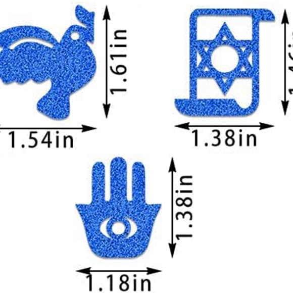 NEW 90-PC HANUKKAH TABLE SCATTER BLUE SILVER METALLIC CONFETTI 1" SPARKLY - Picture 5 of 5